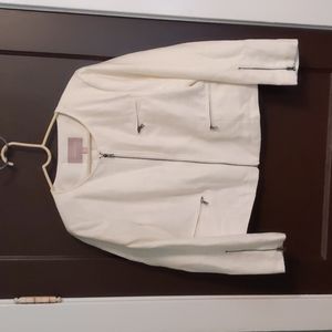 White boucle suit jacket